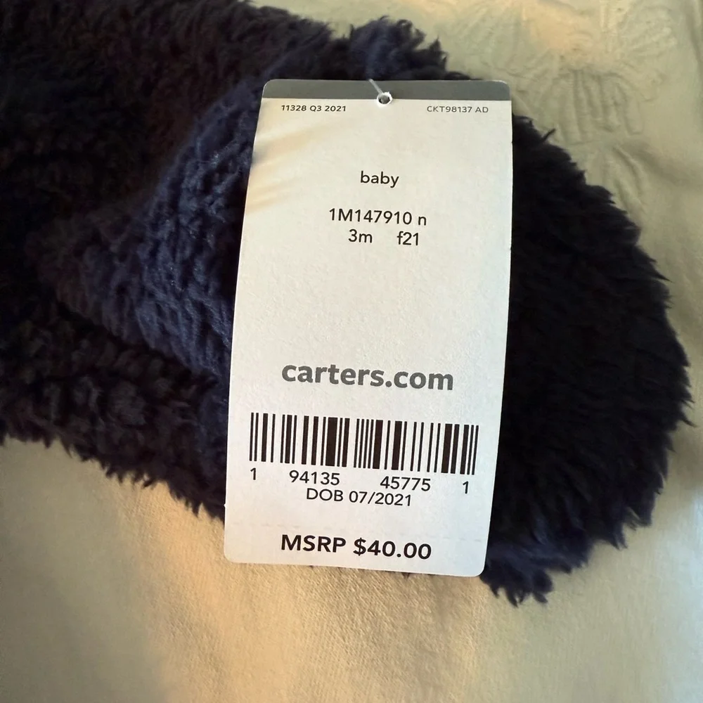 NWT Carters Cozy Kids Fleece Footed Sleeper- Navy Blue